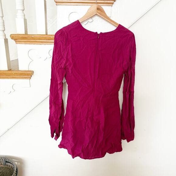 Lovers + Friends Windy Beach Mini Dress Fuchsia Plunge Back Zip Size S Small - Picture 5 of 7